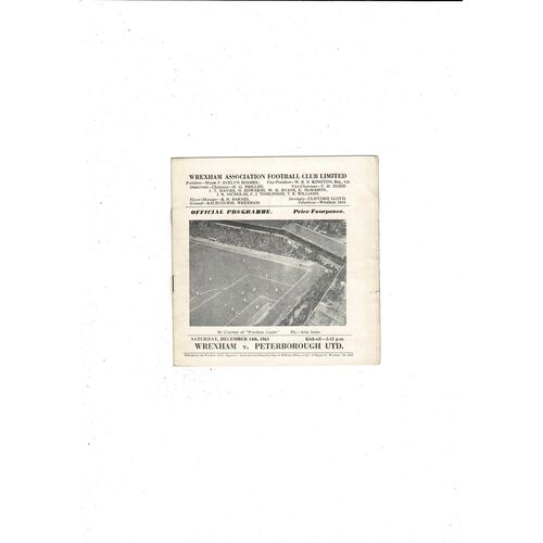 1963/64 Wrexham v Peterborough United Football Programme