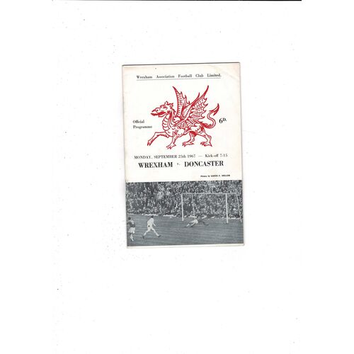 1967/68 Wrexham v Doncaster Rovers Football Programme + League Review