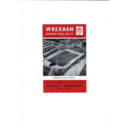 1969/70 Wrexham v Chesterfield Football Programme