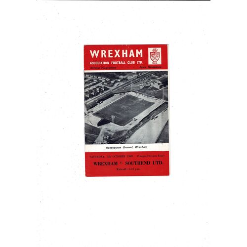 1969/70 Wrexham v Southend United Football Programme