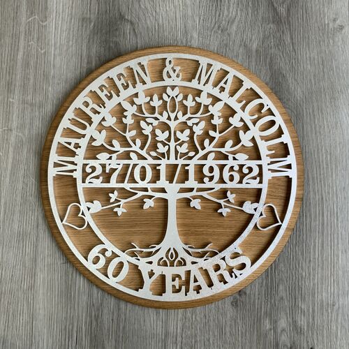 Personalised Tree of Life Anniversary Plaque – Custom Names & Date