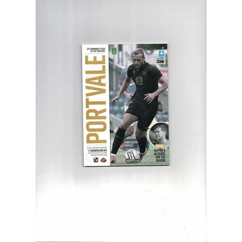 2021/22 Port Vale v Sunderland League Cup Official Football Programme