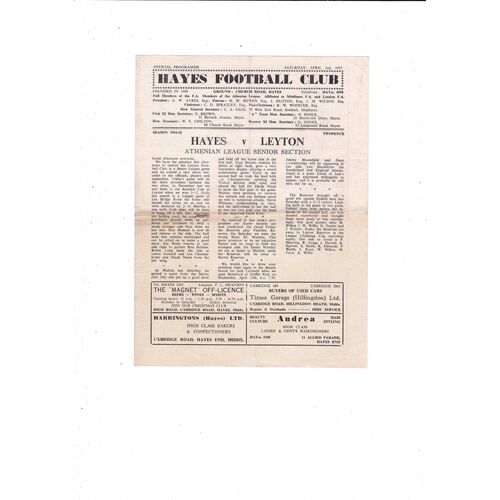 Hayes Football Programmes