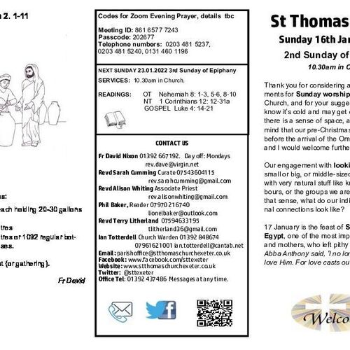 Pew Sheet | The Parish of St Thomas, Exeter