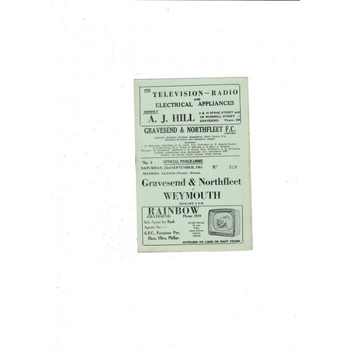 Gravesend & Northfleet Home Football Programmes