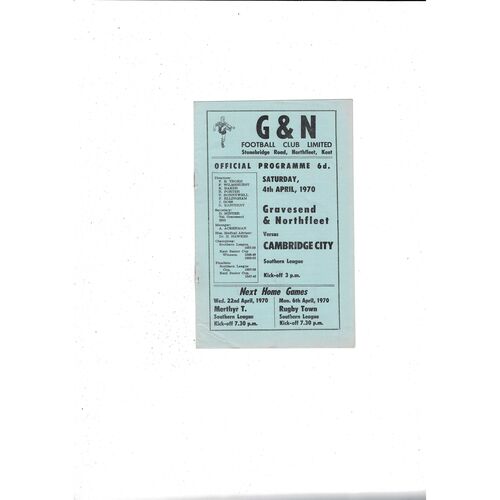 Gravesend & Northfleet Home Football Programmes