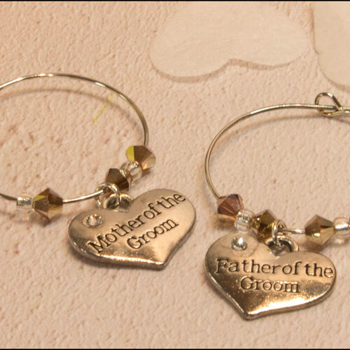 Mother & Father of the Groom Wine Glass Charms