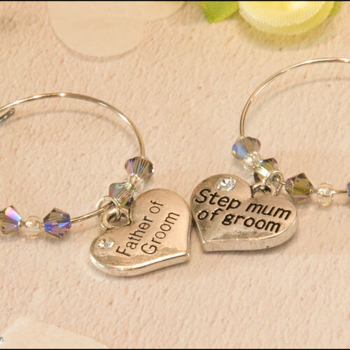 Father & Stepmum of the Groom Wine Glass Charms