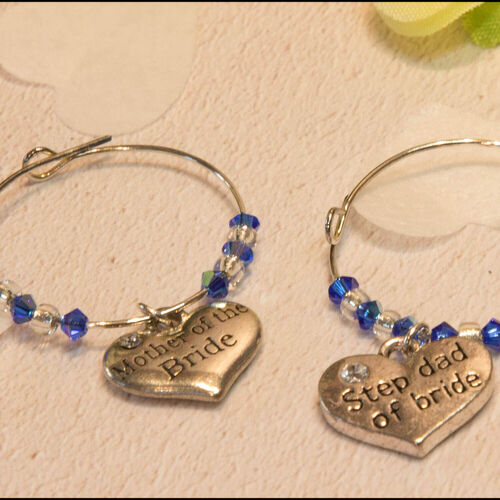 Mother & Stepdad of the Bride Wine Glass Charms