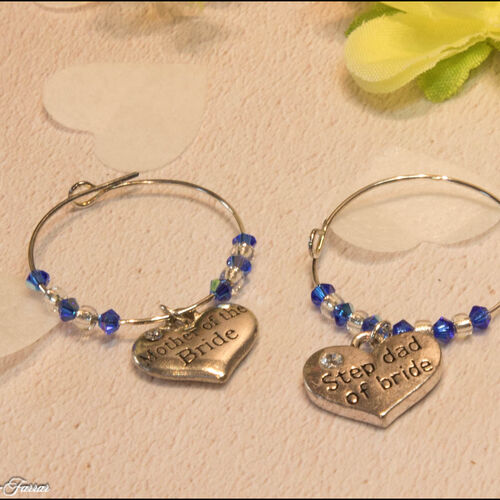 Mother & Stepdad of the Bride Wine Glass Charms