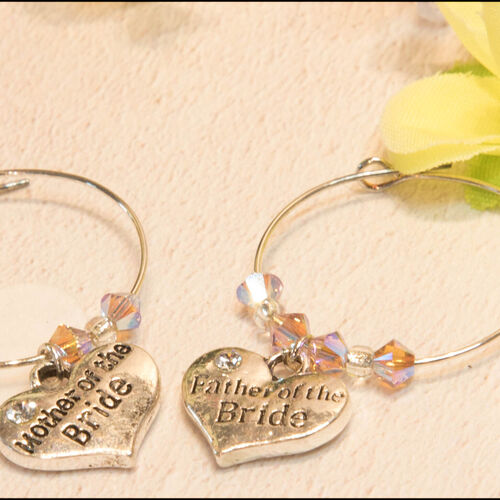 Mother & Father of the Bride Wine Glass Charms