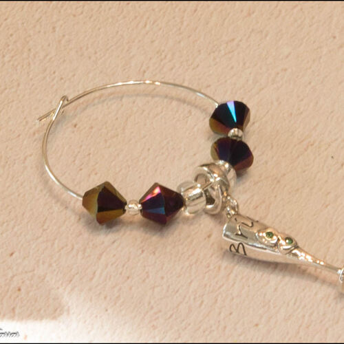 Sterling Silver Champagne Bottle Wine Glass Charm