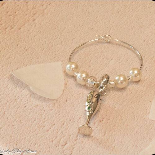 Sterling Silver Champagne Bottle Wine Glass Charm