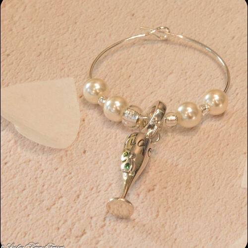 Sterling Silver Champagne Bottle Wine Glass Charm
