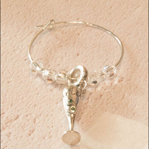 Sterling Silver Champagne Bottle Wine Glass Charm