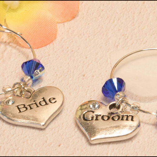 Bride & Groom Wine Glass Charms