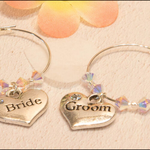 Bride & Groom Wine Glass Charms