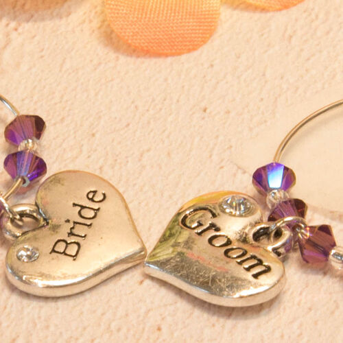 Bride & Groom Wine Glass Charms