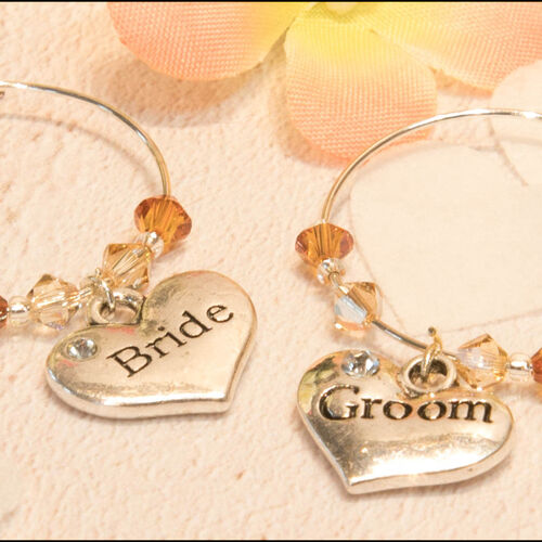 Bride & Groom Wine Glass Charms
