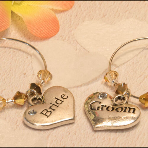 Bride & Groom Wine Glass Charms