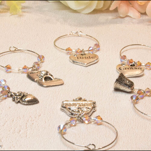 Wedding Wine Glass Charm Set