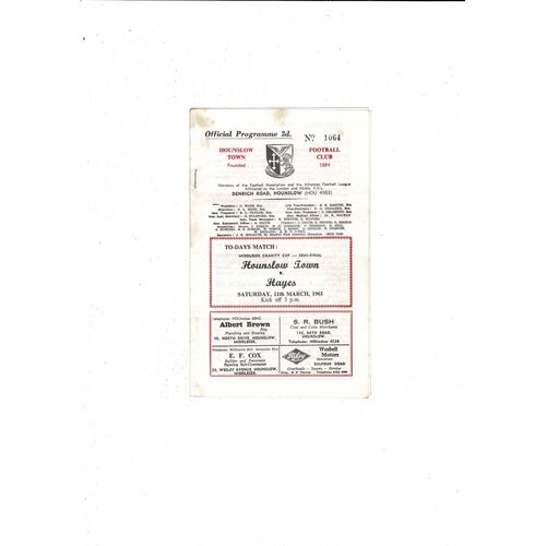 Hounslow Town Football Programmes