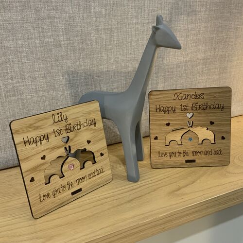 Wooden 1st birthday Card