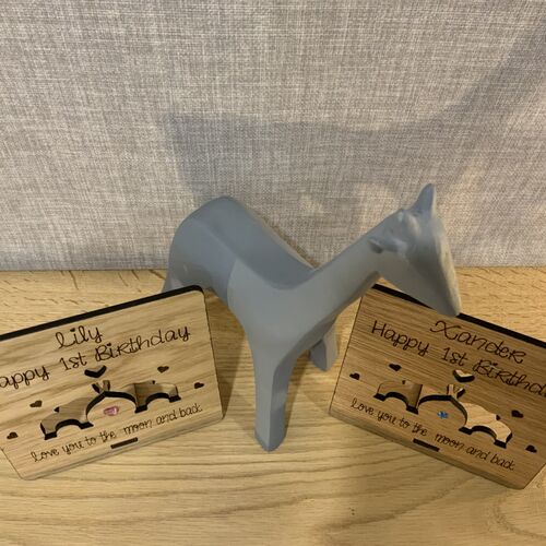 Wooden 1st birthday Card