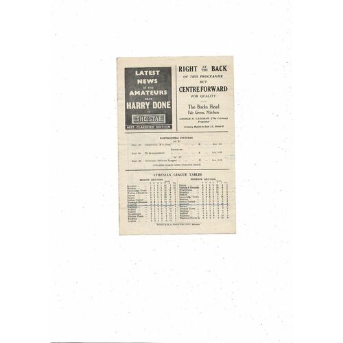 1950/51 Tooting & Mitcham United v Barnet Football Programme