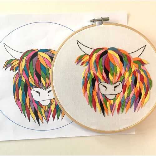 Highland Cow Embroidery Kit
