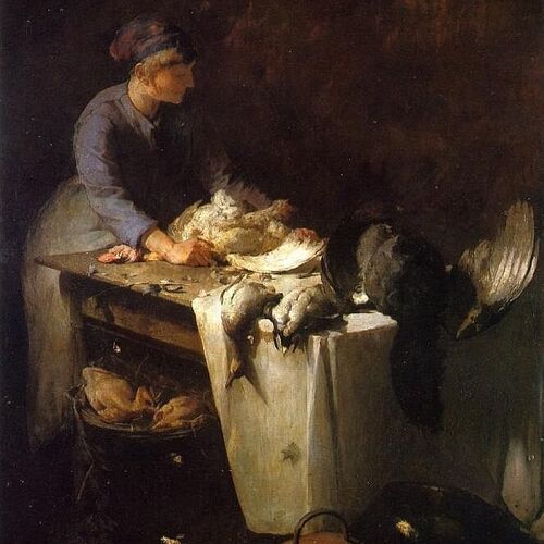 A Young Girl Preparing Poultry