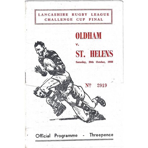 1956 Oldham v St. Helens Lancashire County Challenge Cup Final Rugby League Programme