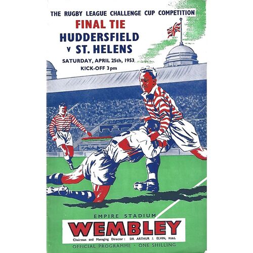 1953 Huddersfield v St. Helens Rugby League Challenge Cup Final Programme