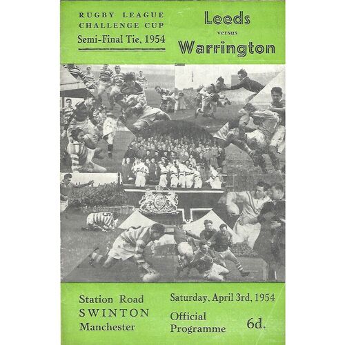 1954 Leeds v Warrington Rugby League Challenge Cup Semi Final Programme