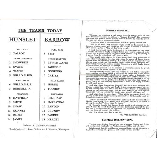 1955 Hunslet v Barrow Rugby League Challenge Cup Semi Final Programme