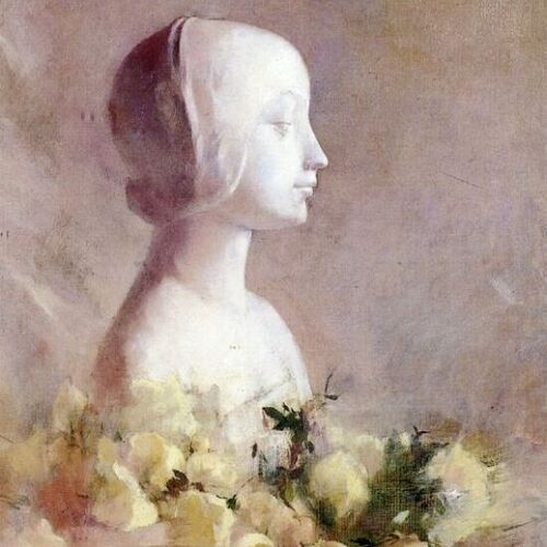 Still-Life with Bust and White Roses