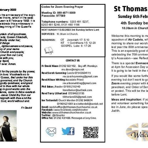 Pew Sheet | The Parish of St Thomas, Exeter