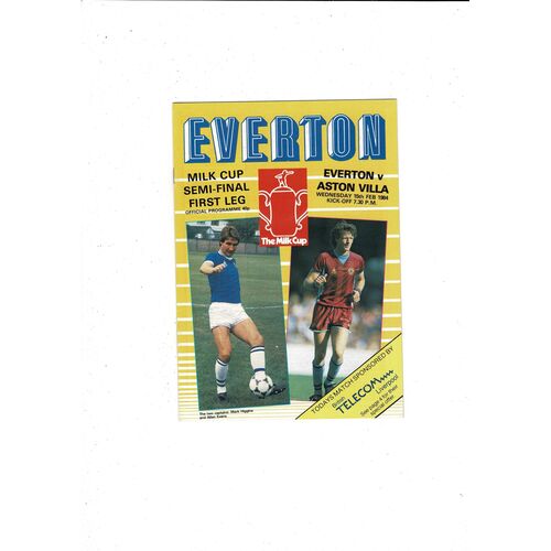 1983/84 Everton v Aston Villa League Cup Semi Final Football Programme