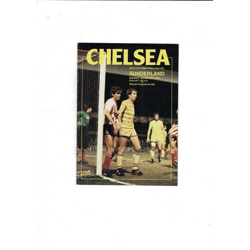 1984/85 Chelsea v Sunderland League Cup Semi Final Football Programme