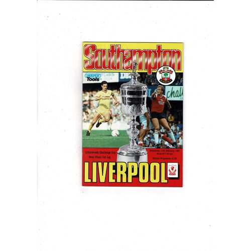 1986/87 Southampton v Liverpool League Cup Semi Final Football Programme