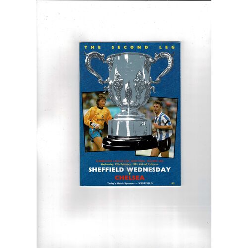 1990/91 Sheffield Wednesday v Chelsea League Cup Semi Final Football Programme