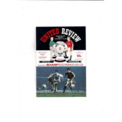 1990/91 Manchester United v Leeds United League Cup Semi Final Football Programme