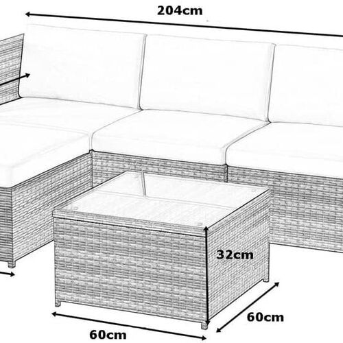 Rattan Garden Furniture Outdoor 5pcs Patio Sofa Set chairs Table (Rupert Black)