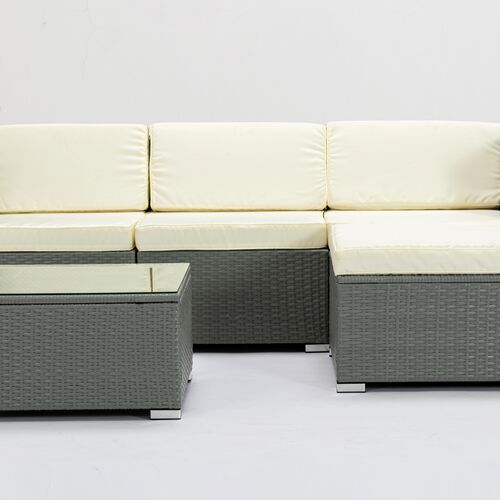 Rattan Garden Furniture Outdoor 5pcs Patio Sofa Set chairs Table (Rupert Grey)