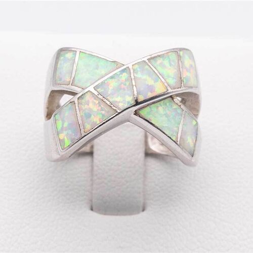 White Opal Stone Set on 925 Sterling Silver Ring