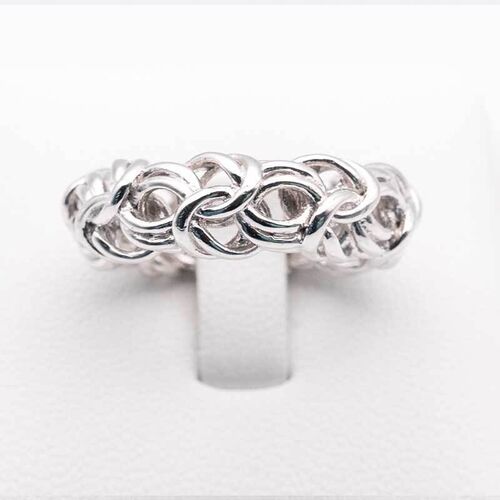 Multi strand woven silver ring