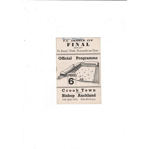 1954 Crook Town v Bishop Auckland Amateur Cup Final Replay Programme @ Newcastle
