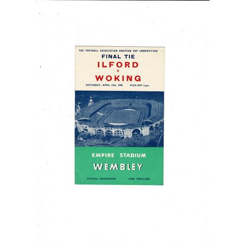 1958 Ilford v Woking Amateur Cup Final Football Programme