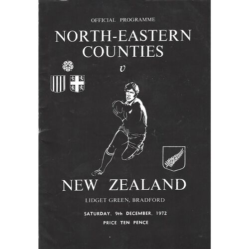 1972/73 North-Eastern Counties v New Zealand (09/12/1972) Tour Match Rugby Union Programme