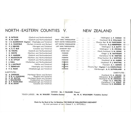 1972/73 North-Eastern Counties v New Zealand (09/12/1972) Tour Match Rugby Union Programme